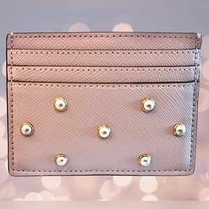 kate spade Gorgeous 2 sided, top pocket faux pearl Card holder Madison NWT